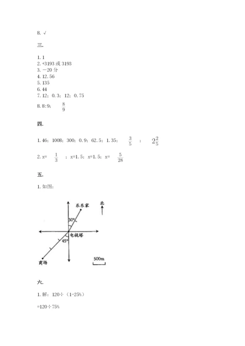 小学六年级数学摸底考试题精品.docx