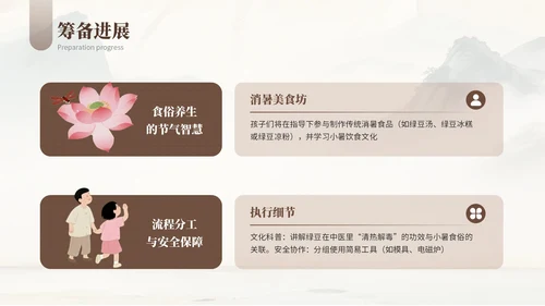浅棕色复古小暑节气社区活动PPT模板
