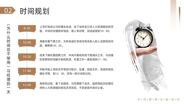 棕色简约把时间管理变成一种习惯PPT模板宣传PPT动态PP自我管理