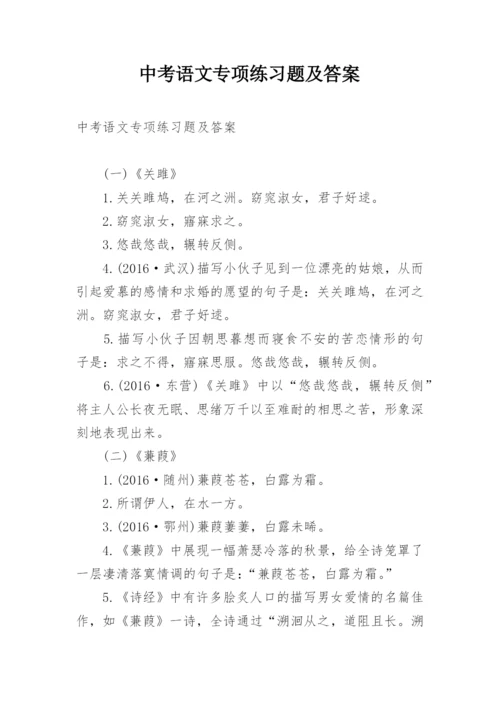 中考语文专项练习题及答案.docx