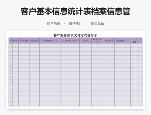 客户基本信息统计表档案信息管理表