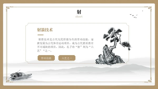 黄色简约风国学六艺教学课件PPT模版