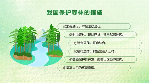 绿色卡通简约展板风世界森林日主题PPT模板
