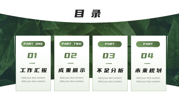 森系绿植风商务工作汇报PPT模板工作总结