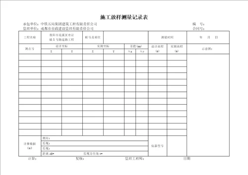 施工放样测量记录表