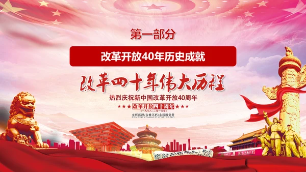 庆祝新中国改革开放四十周年PPT党课课件