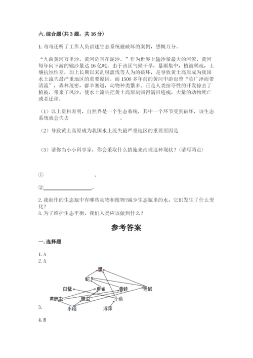 教科版科学五年级下册第一单元《生物与环境》测试卷精品（名师系列）.docx