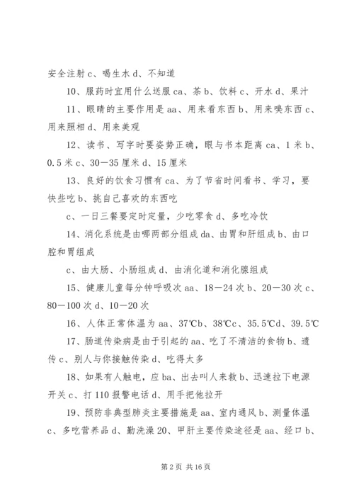 健康知识和行为考核问卷.docx