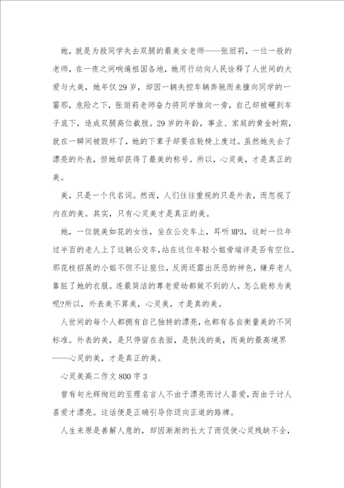心灵美高二作文800字7篇