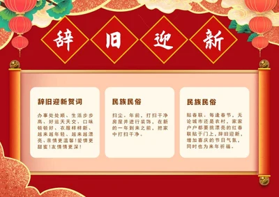 大红辞旧迎新山河植物手抄报word模板