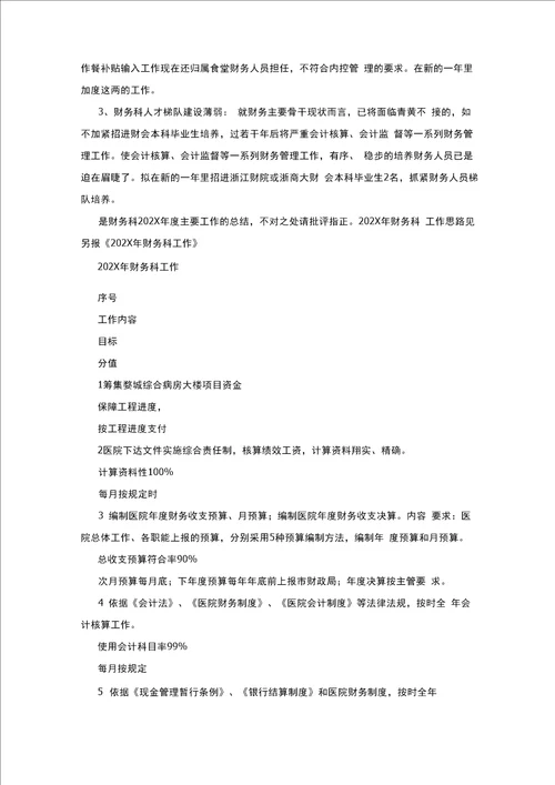 医院财务科年终工作总结与计划共5则