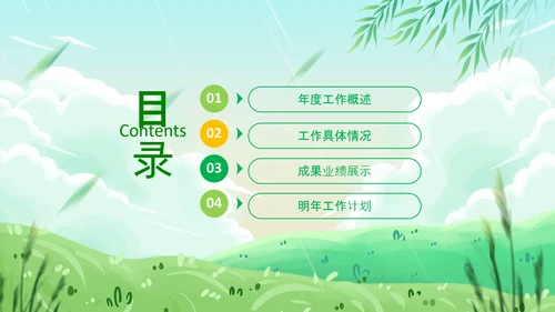 小清新绿遇见春天春季春暖花开植树ppt模板