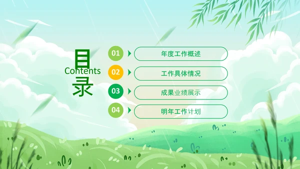 小清新绿遇见春天春季春暖花开植树ppt模板