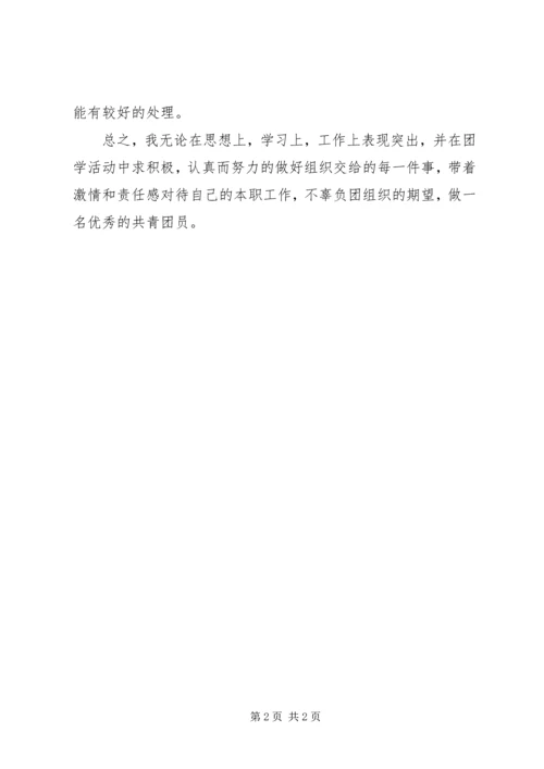 优秀共青团员个人主要事迹.docx