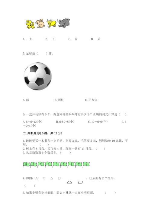 人教版一年级上册数学期末测试卷附完整答案(夺冠).docx