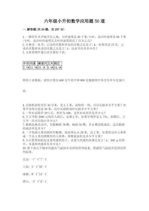 六年级小升初数学应用题50道及参考答案（精练）.docx