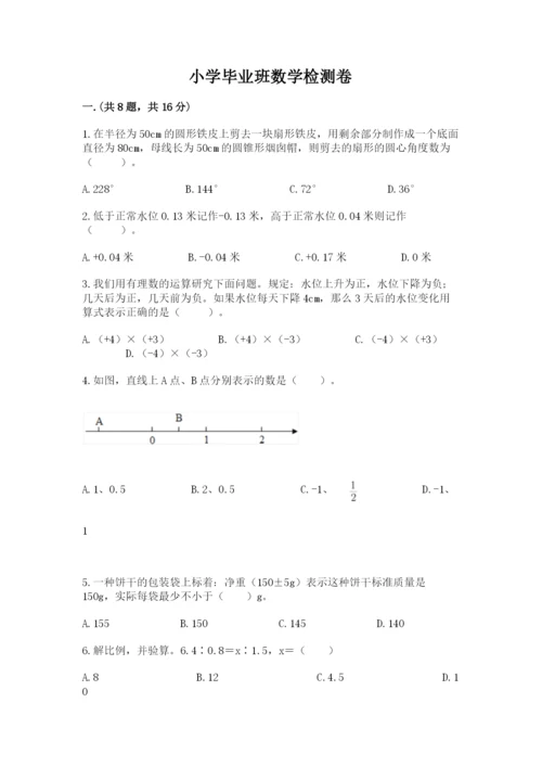 小学毕业班数学检测卷必考.docx