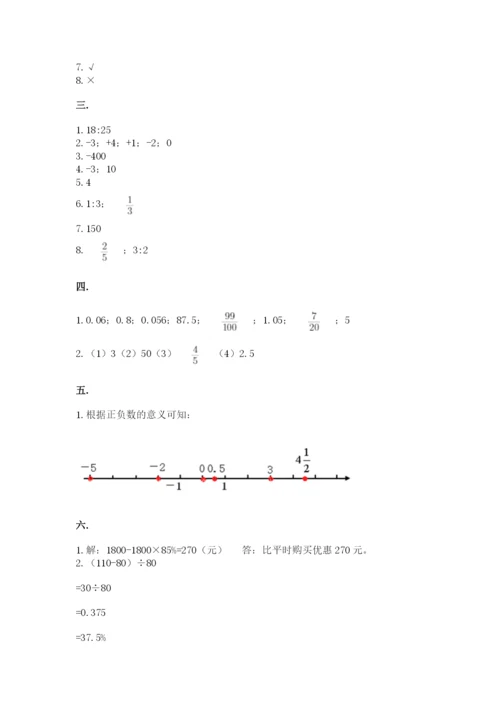 小学六年级下册数学摸底考试题（真题汇编）.docx