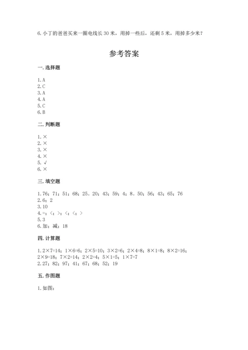 人教版二年级上册数学期末测试卷（达标题）word版.docx