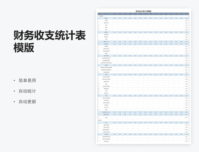 财务收支统计表模版