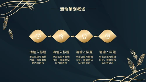 深蓝金奢华金叶子PPT模板