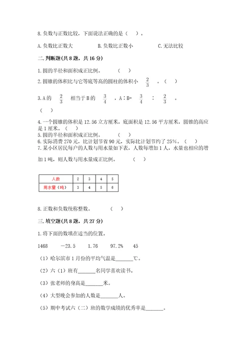 小学升中学数学试卷带答案（综合题）