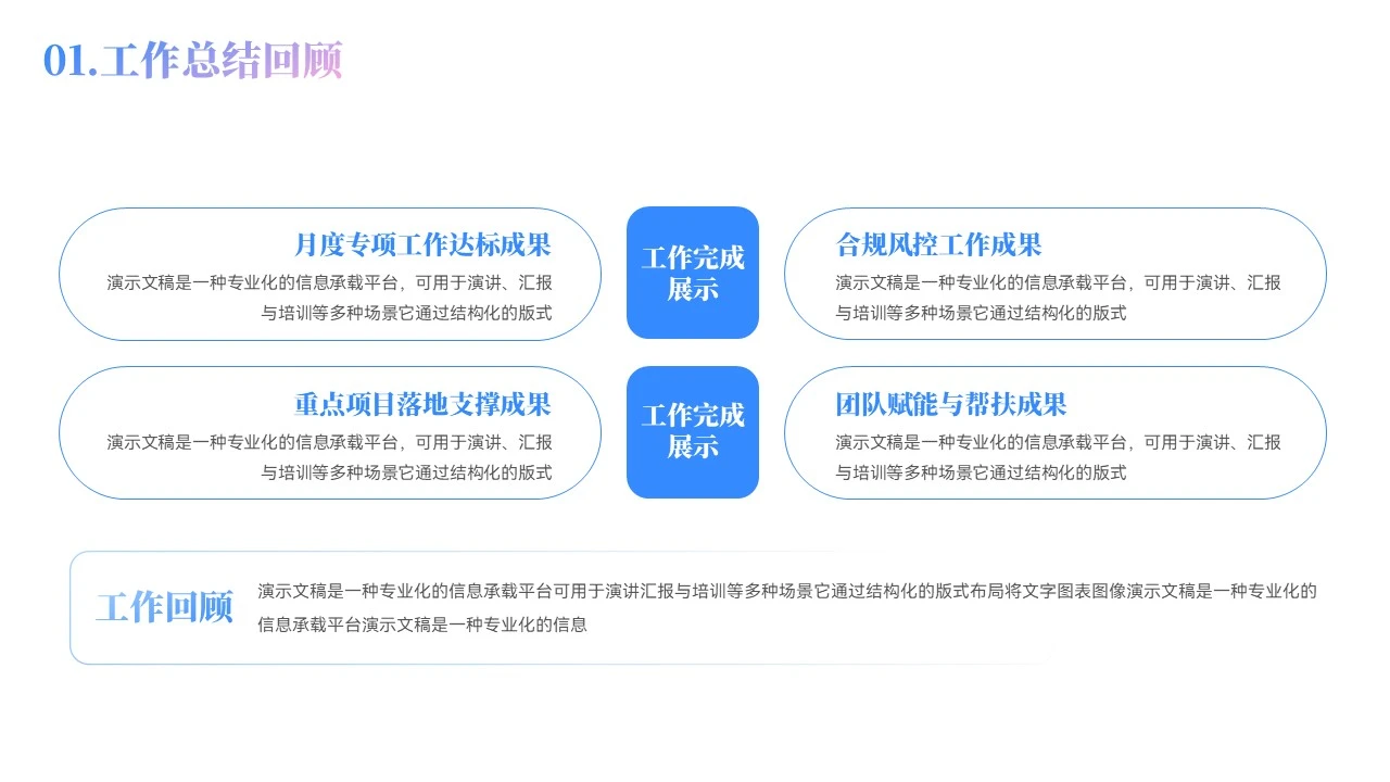 大气蓝色汇报总结单页