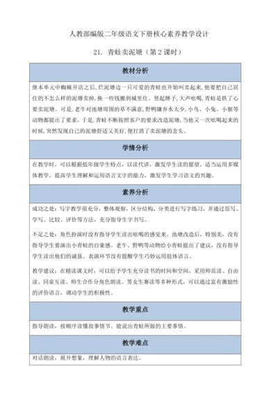 【核心素养】部编版语文二年级下册-21. 青蛙卖泥塘 第2课时（教案含反思）