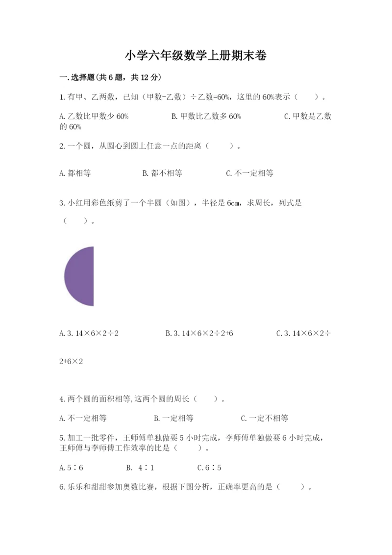 小学六年级数学上册期末卷（模拟题）word版.docx