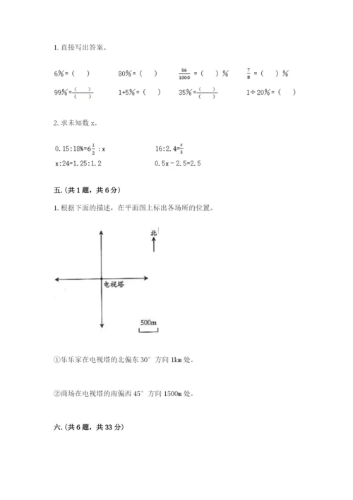 小学六年级数学期末自测题附参考答案（轻巧夺冠）.docx