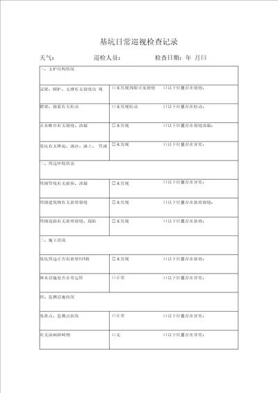 基坑日常巡视检查记录