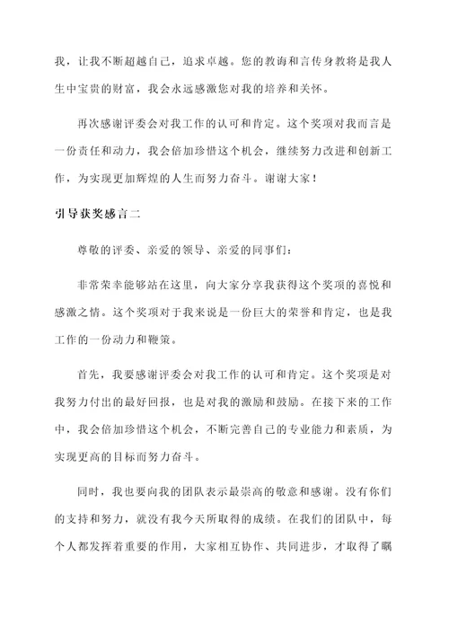 引导获奖感言