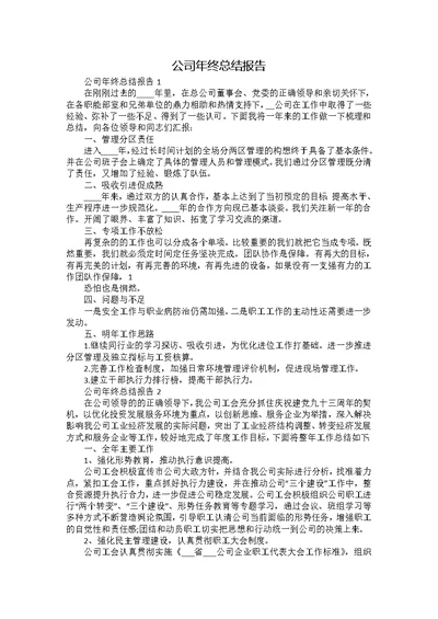 公司年终总结报告