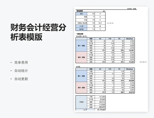 财务会计经营分析表模版