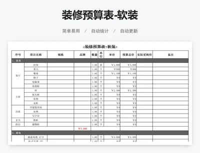 装修预算表-软装