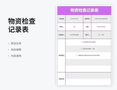 简约风物资检查记录表