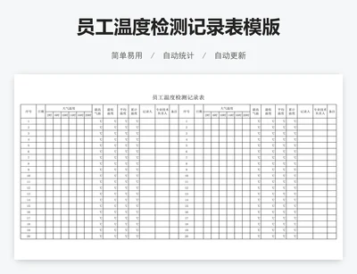 员工温度检测记录表模版