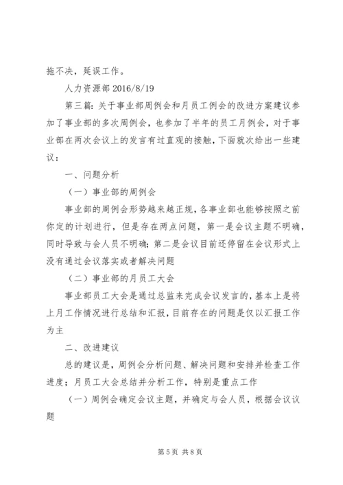 关于例会的建议.docx