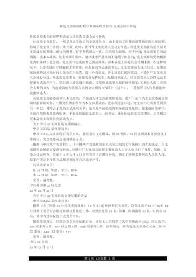 补选支部委员的程序和请示以及报告-支委会届中补选.docx