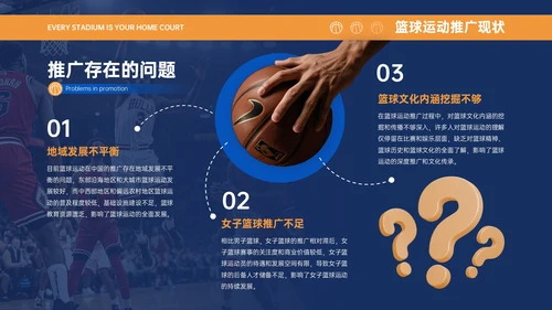 蓝橙色商务简约风篮球运动推广活动策划PPT模板