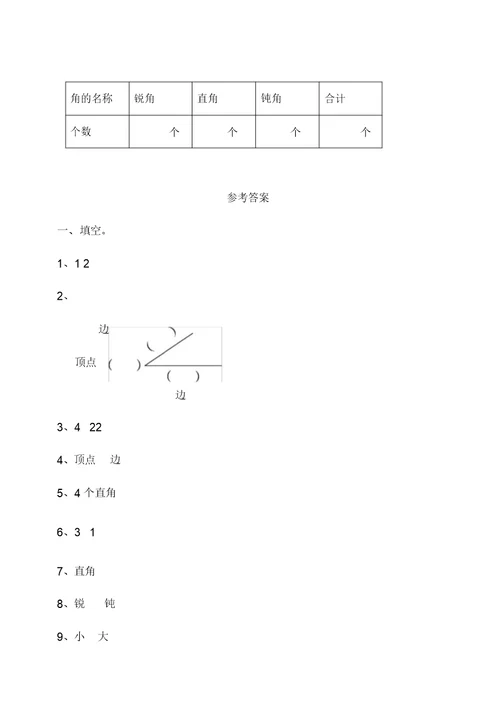 苏教版数学二年级下册第七单元角初步认识单元检测(含答案)