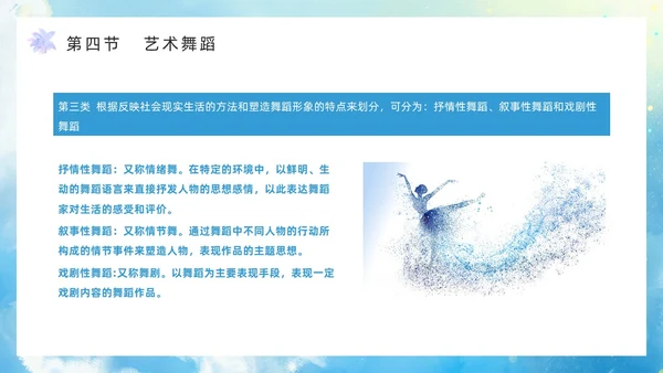蓝色水彩风舞蹈艺术概论PPT模板