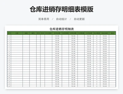 仓库进销存明细表模版