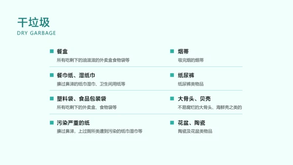 青色卡通风垃圾分类指南