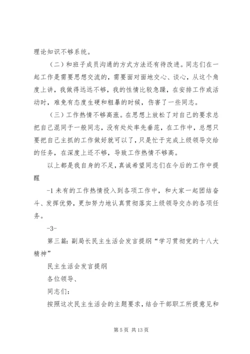 副县长民主生活会发言提纲.docx