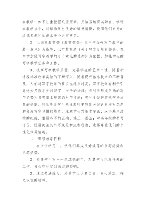 初级硬笔书法教学计划.docx