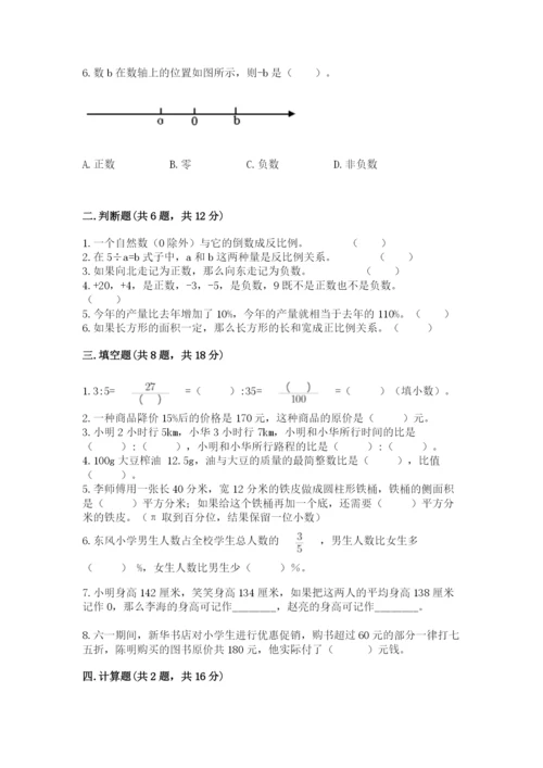 肃北蒙古族自治县六年级下册数学期末测试卷及完整答案一套.docx