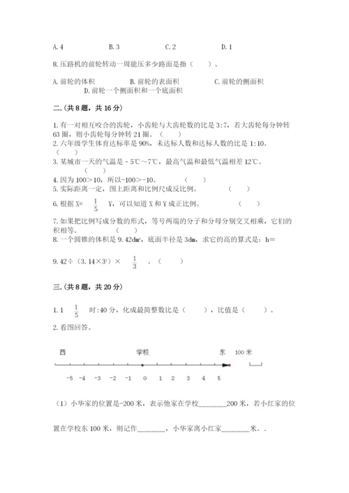 小学六年级下册数学摸底考试题精品（名师推荐）.docx