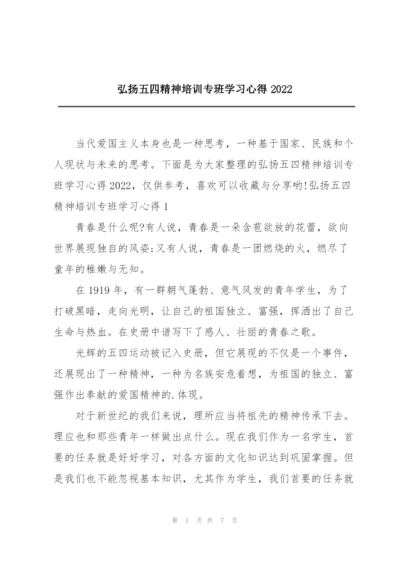 弘扬五四精神培训专班学习心得2022.docx