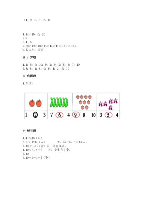 小学数学一年级上册期末测试卷附参考答案【黄金题型】.docx